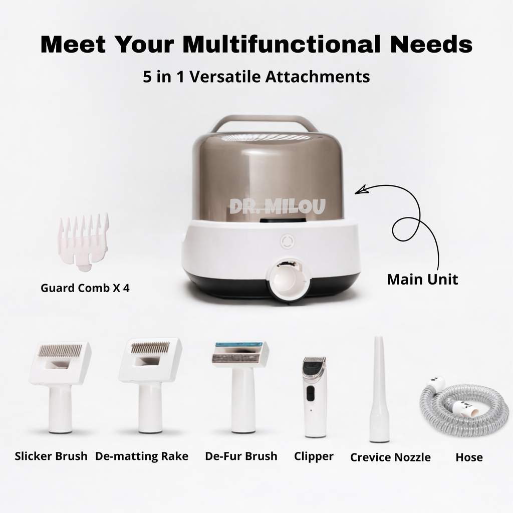 Dr. Milou CalmCare™ Cordless Pet Grooming Vacuum Kit