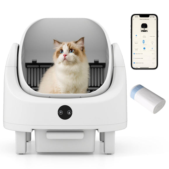 Open-Top Self-Cleaning Cat Litter Box with App Control