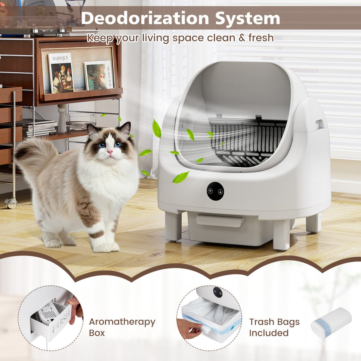 Open-Top Self-Cleaning Cat Litter Box with App Control
