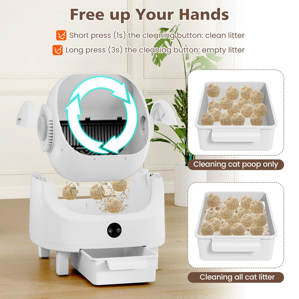 Open-Top Self-Cleaning Cat Litter Box with App Control