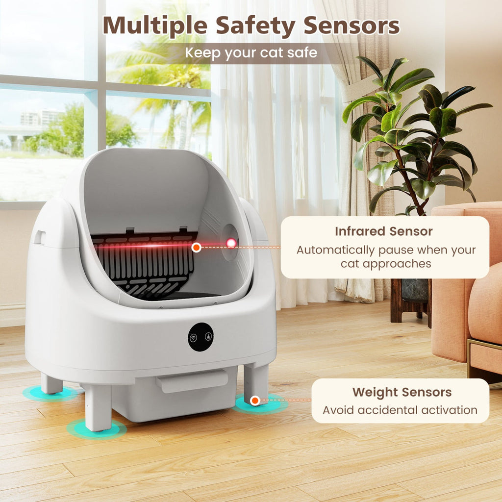 Open-Top Self-Cleaning Cat Litter Box with App Control