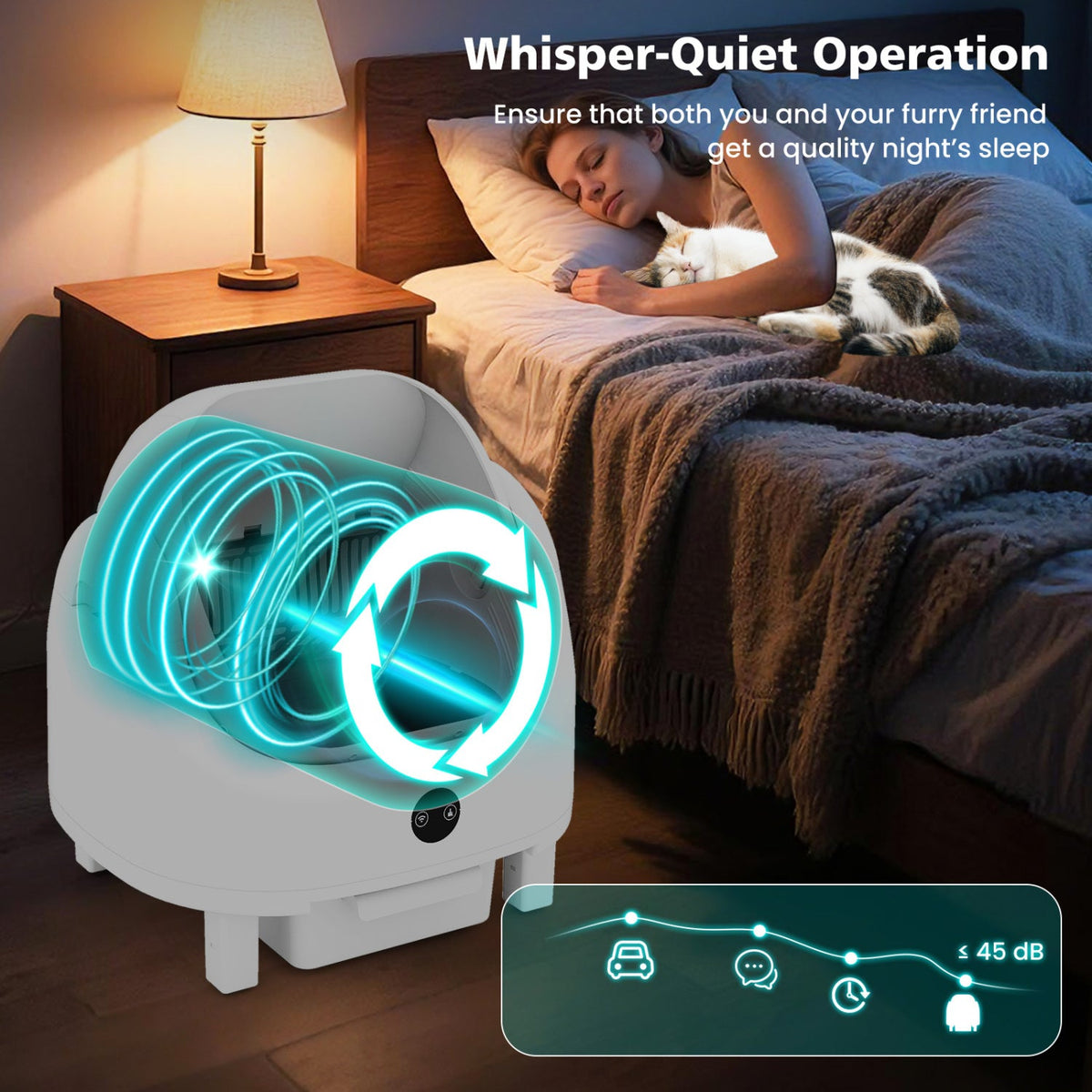 Open-Top Self-Cleaning Cat Litter Box with App Control